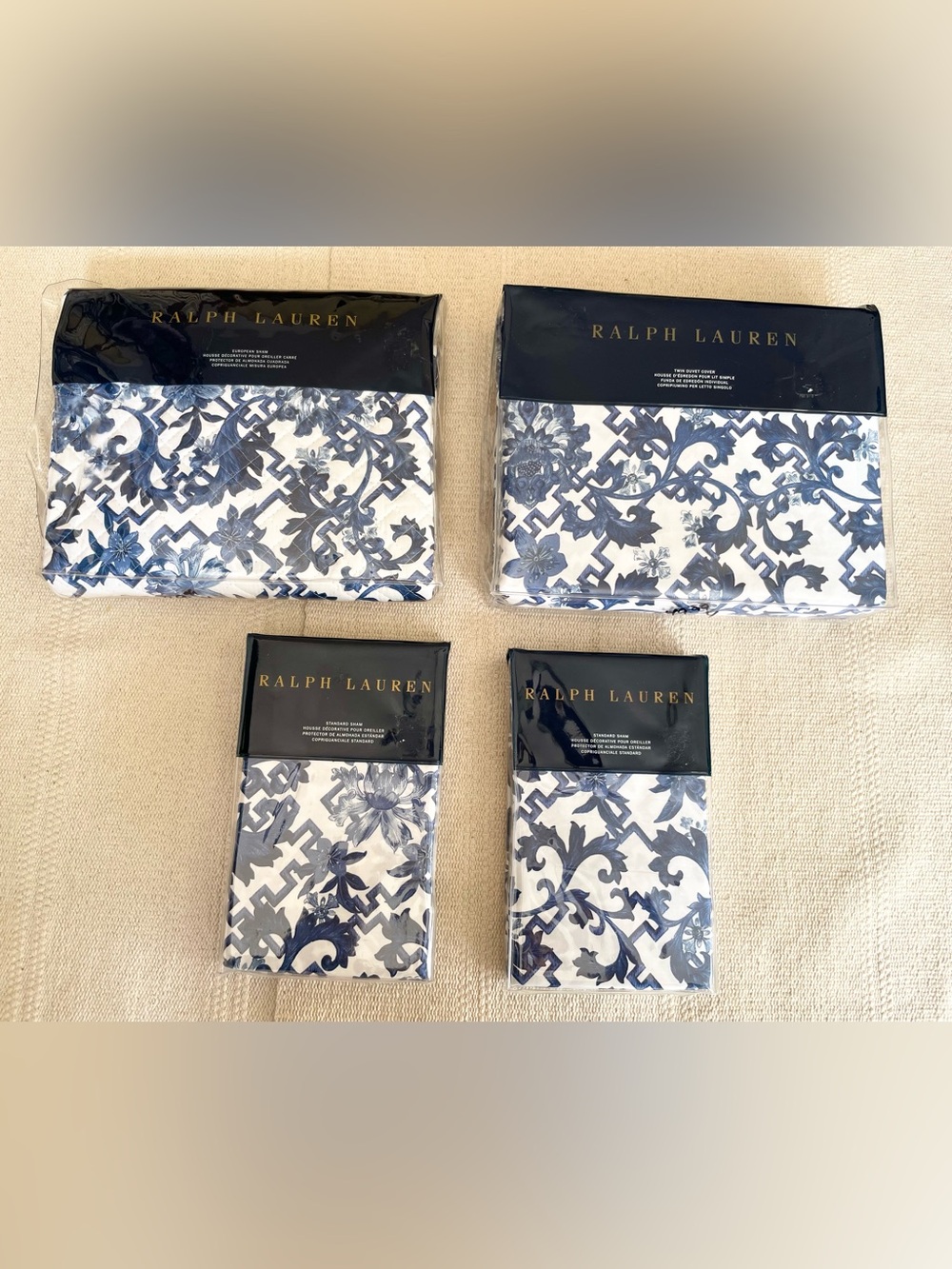 Ralph Lauren  DORSEY ARCHIVAL COLLECTION 4pc DUVET COVER SET EURO SHAM BNIP